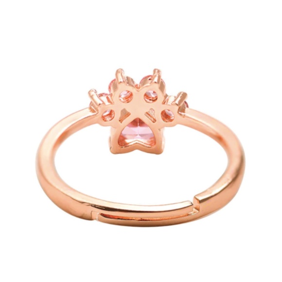Sterling Silver Paw Print Stone Rose Gold  Ring - Picture 7 of 7